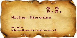 Wittner Hieronima névjegykártya